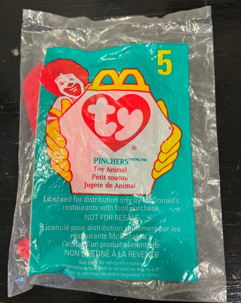 McDonald's Ty Beanie Baby 1998 Pinchers the Lobster #5